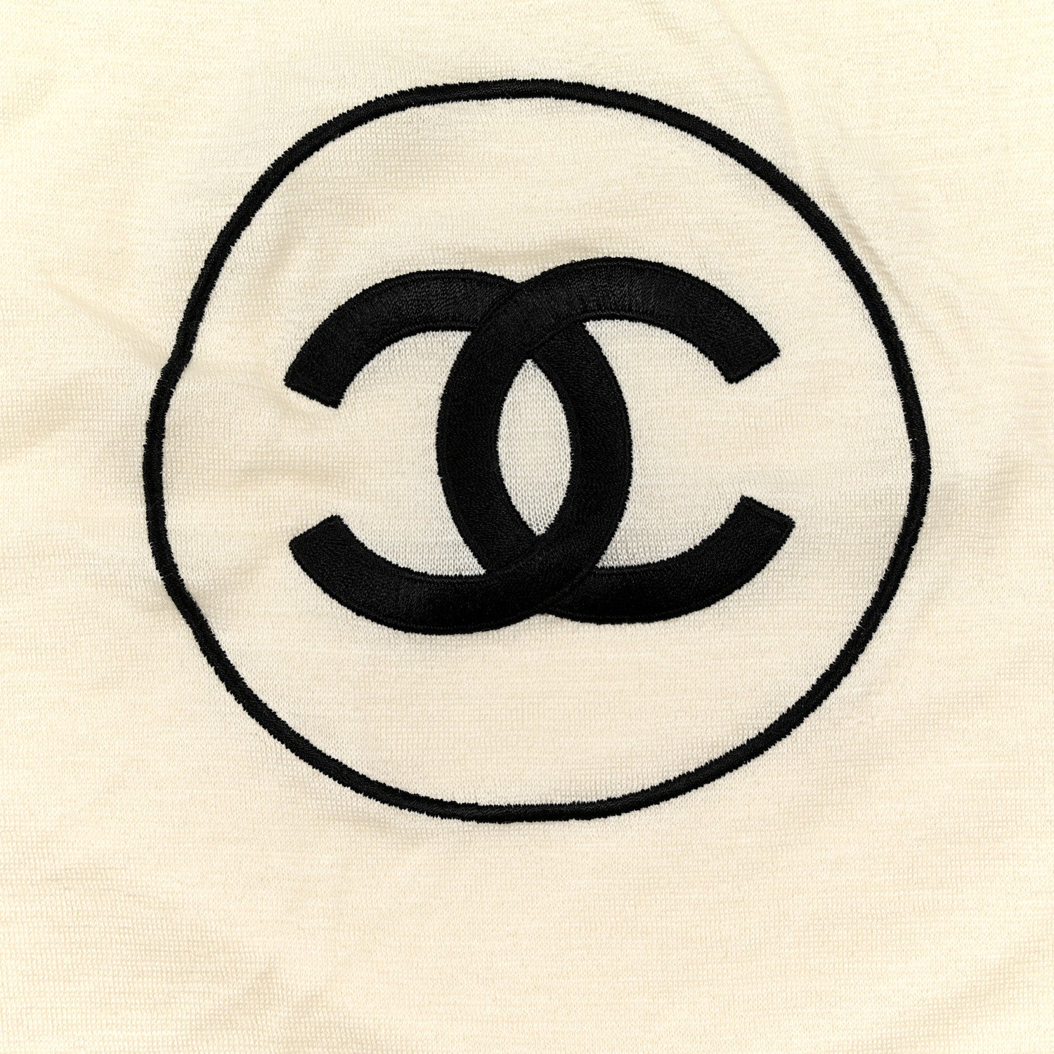 Chanel Cashmere Silk CC Stole Ivory Black 2 of 3