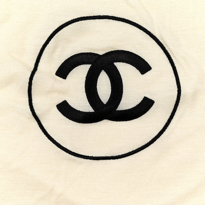 Chanel Cashmere Silk CC Stole Ivory Black 2 of 3