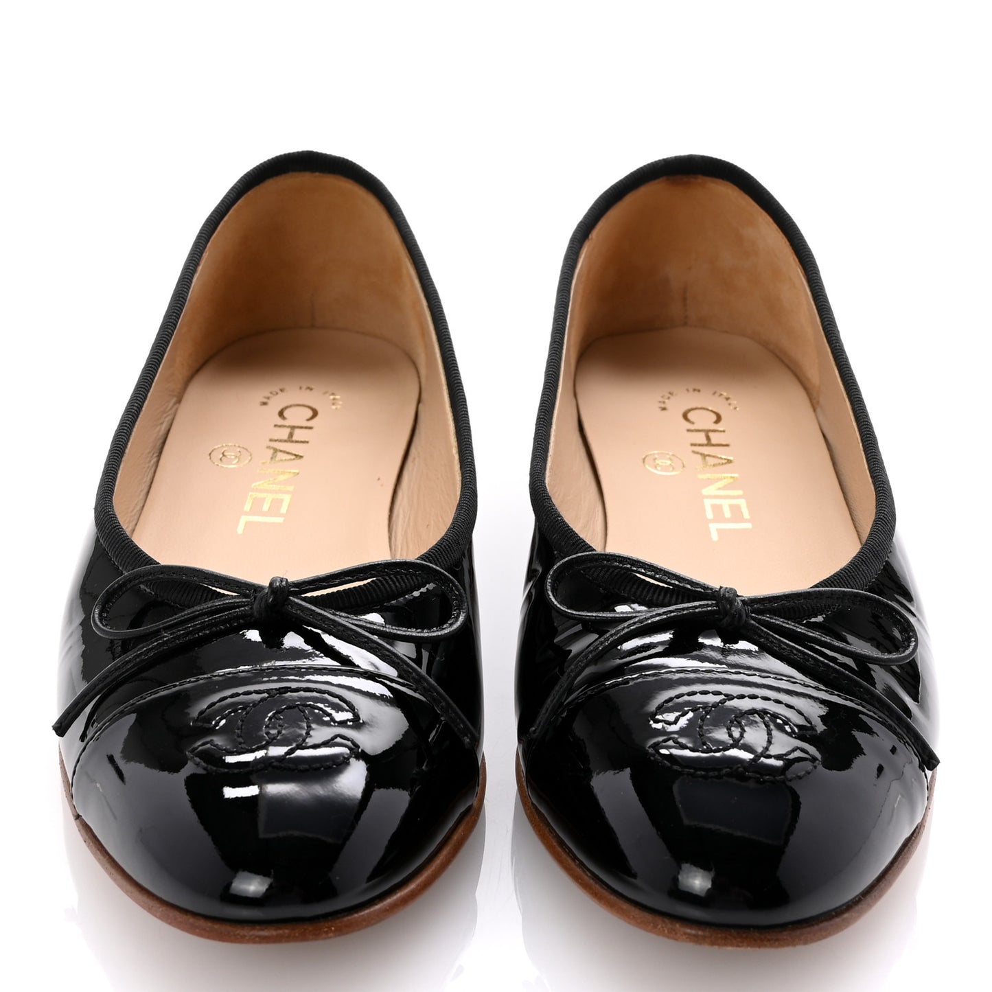 Patent CC Cap Toe Ballerina Flats 35.5 Black