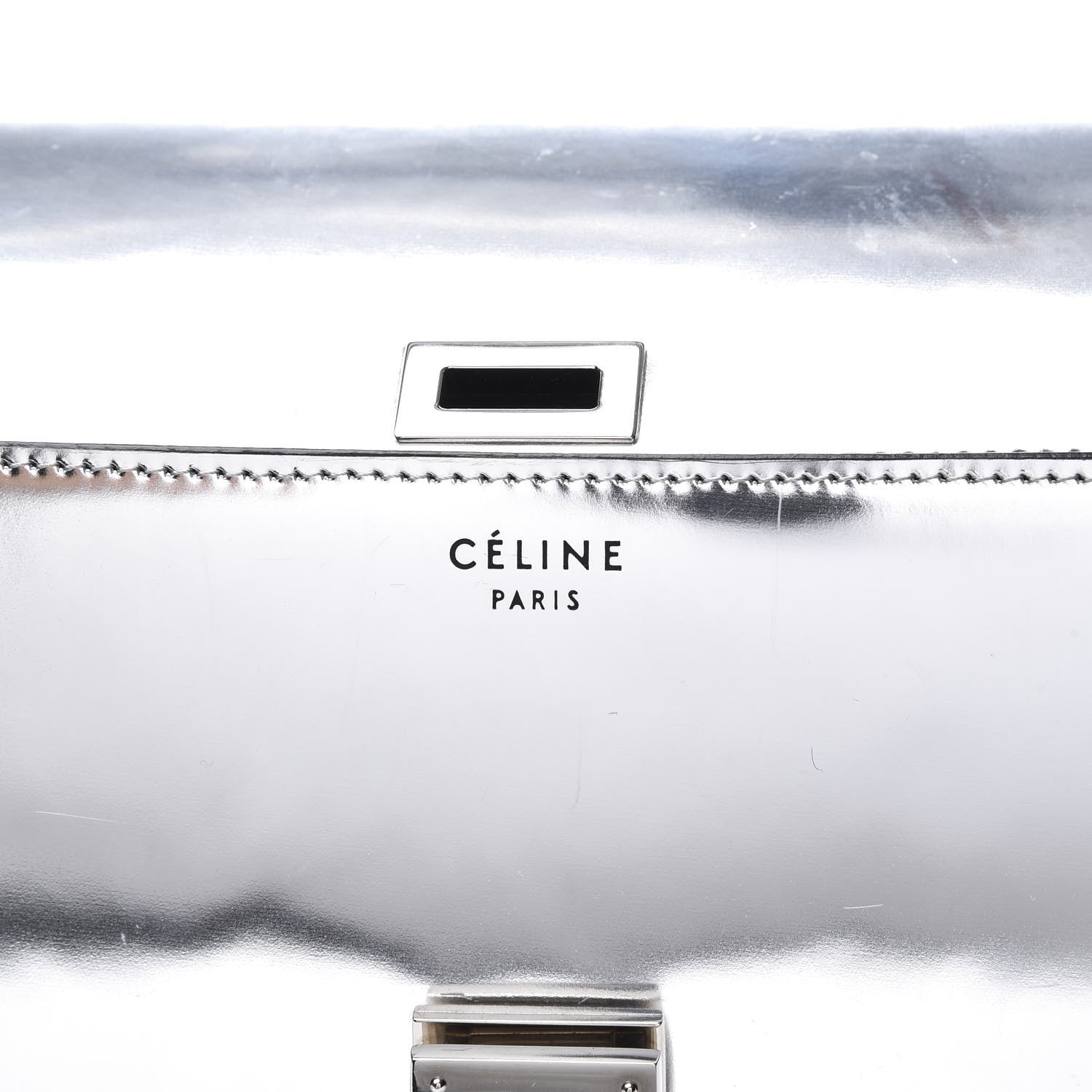 Celine Mirror Box Calfskin Medium Classic Box Flap Bag Silver 5 of 12