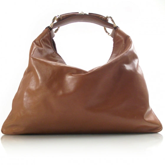 Gucci Leather Large Horsebit Chain Hobo Camel 1 of 10