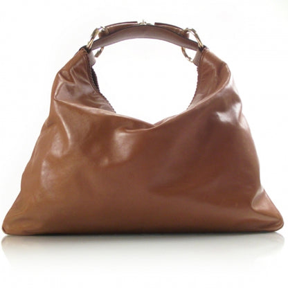 Gucci Leather Large Horsebit Chain Hobo Camel 1 of 10
