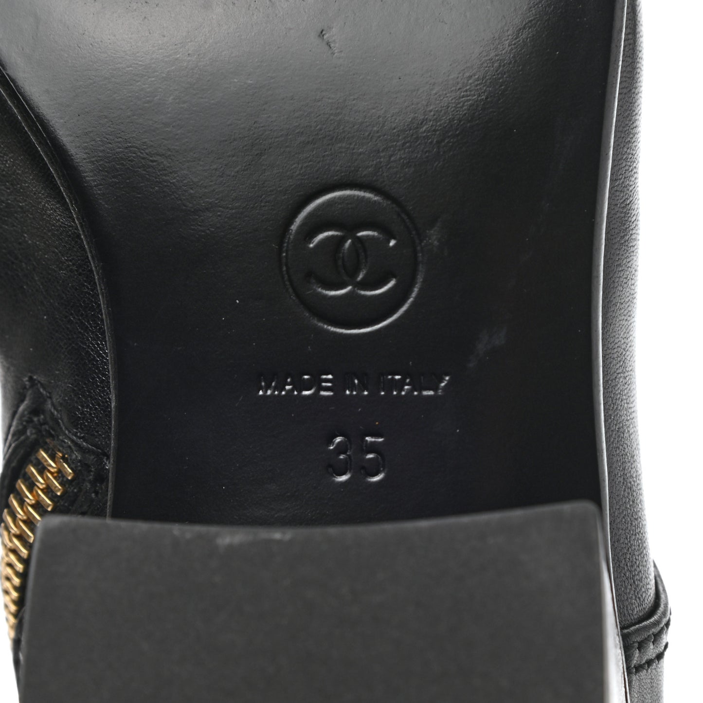 Calfskin Patent Cap Toe CC Lace Up Boots 35 Black