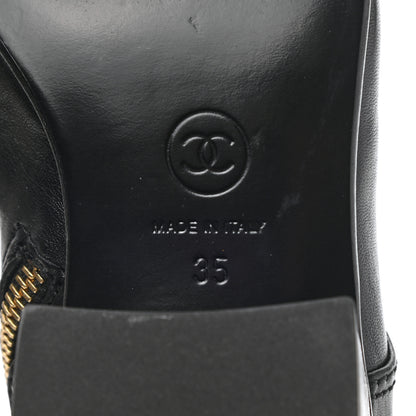 Chanel Calfskin Patent Cap Toe CC Lace Up Boots 35 Black 6 of 9