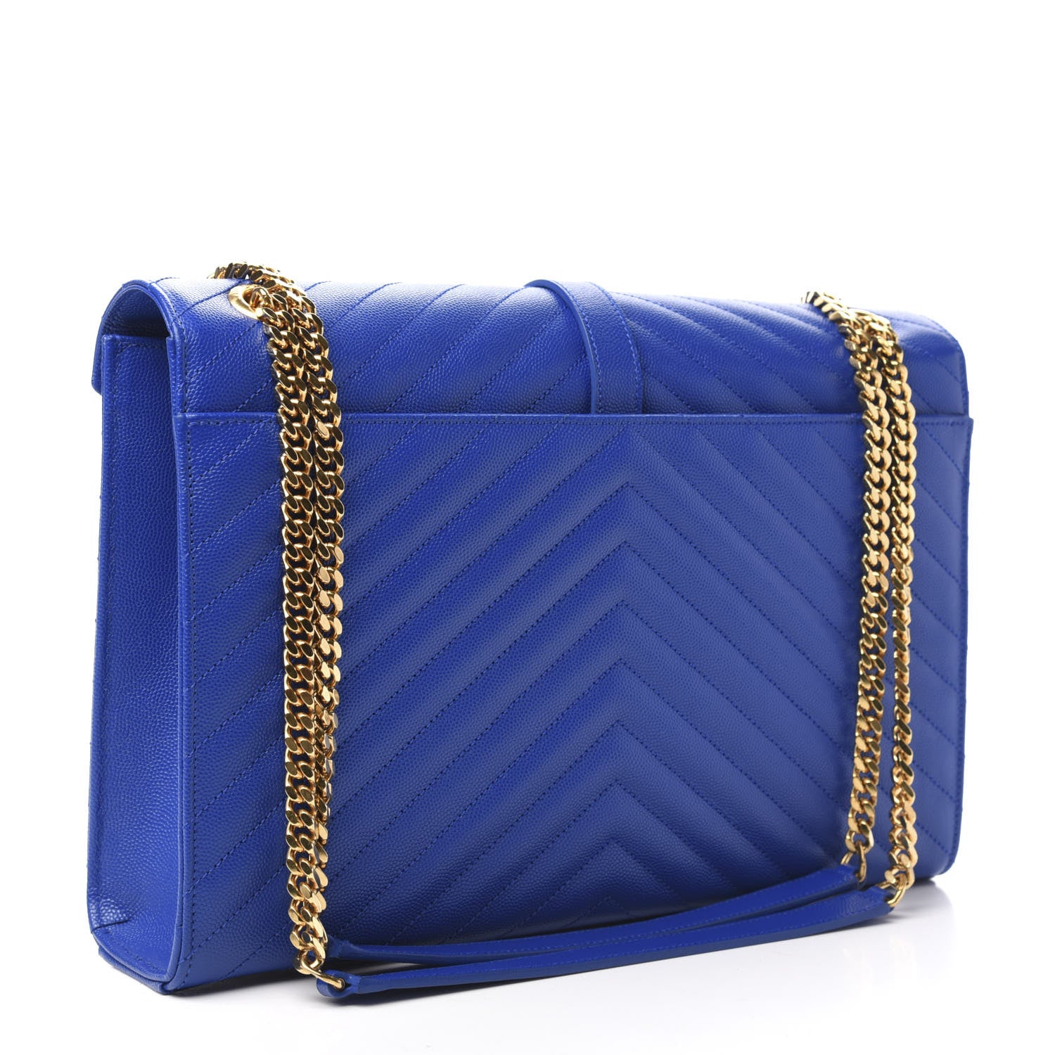 Saint Laurent Grain De Poudre Matelasse Chevron Large Monogram Satchel Blue Majorelle 3 of 10