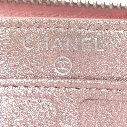 Chanel Iridescent Calfskin Quilted Large Gusset Zip Around Wallet Pink 6 of 11