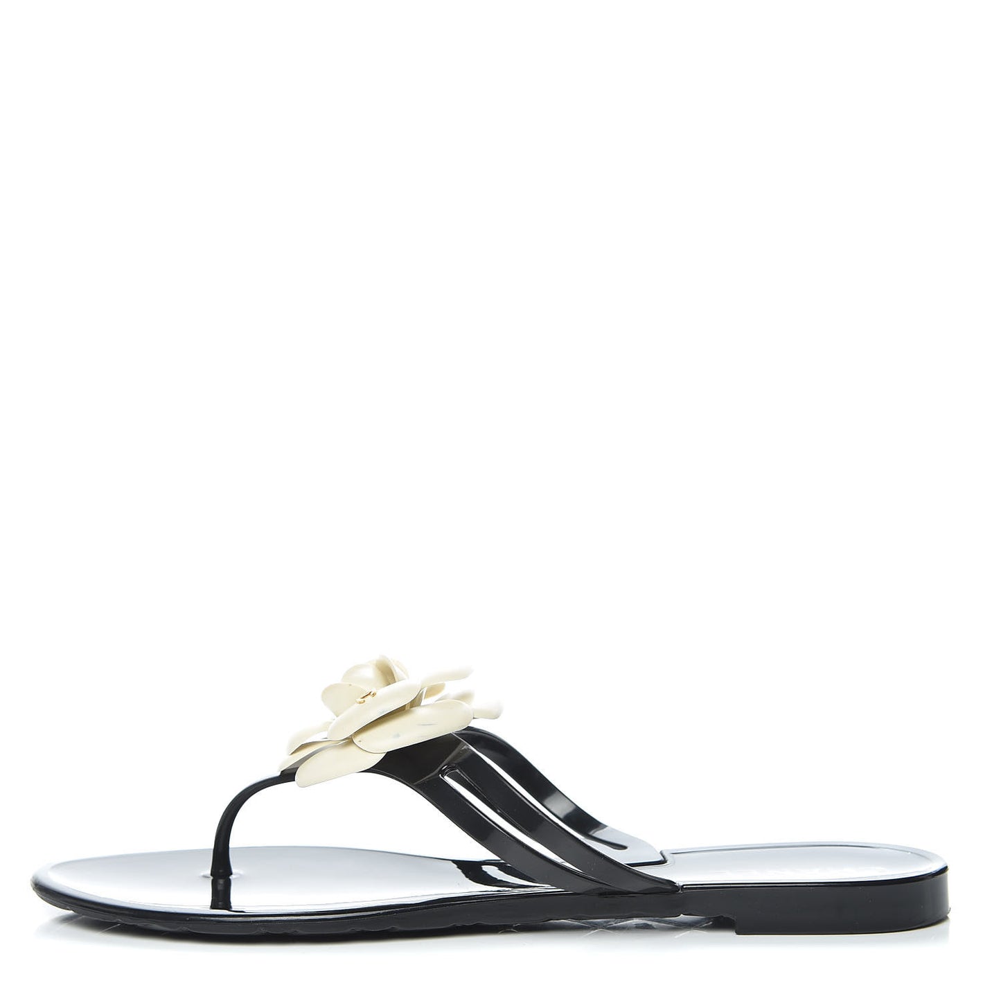 Jelly Camellia Thong Sandals 40 Black Ivory