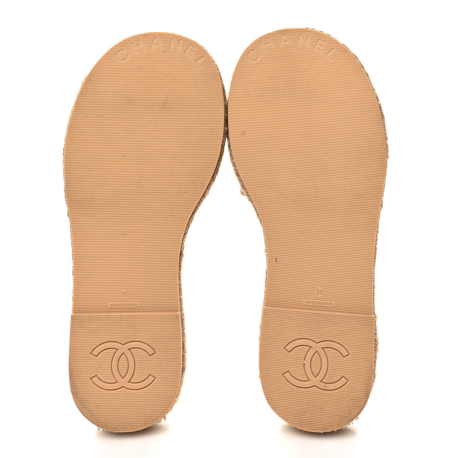 Chanel Lambskin CC Embossed Espadrille Mule Sandals 36 Beige 5 of 8