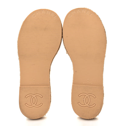 Chanel Lambskin CC Embossed Espadrille Mule Sandals 36 Beige 5 of 8