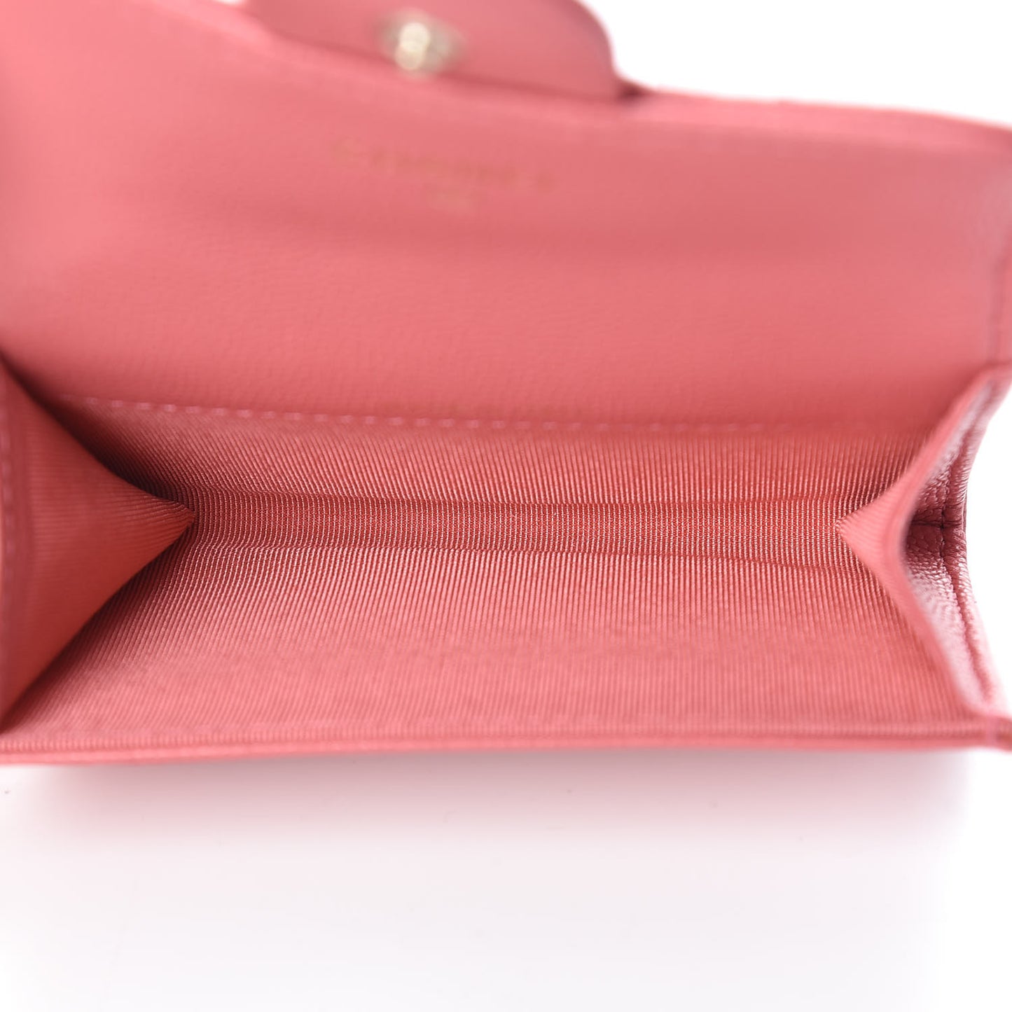 Caviar Quilted Flap Card Holder Wallet Pink