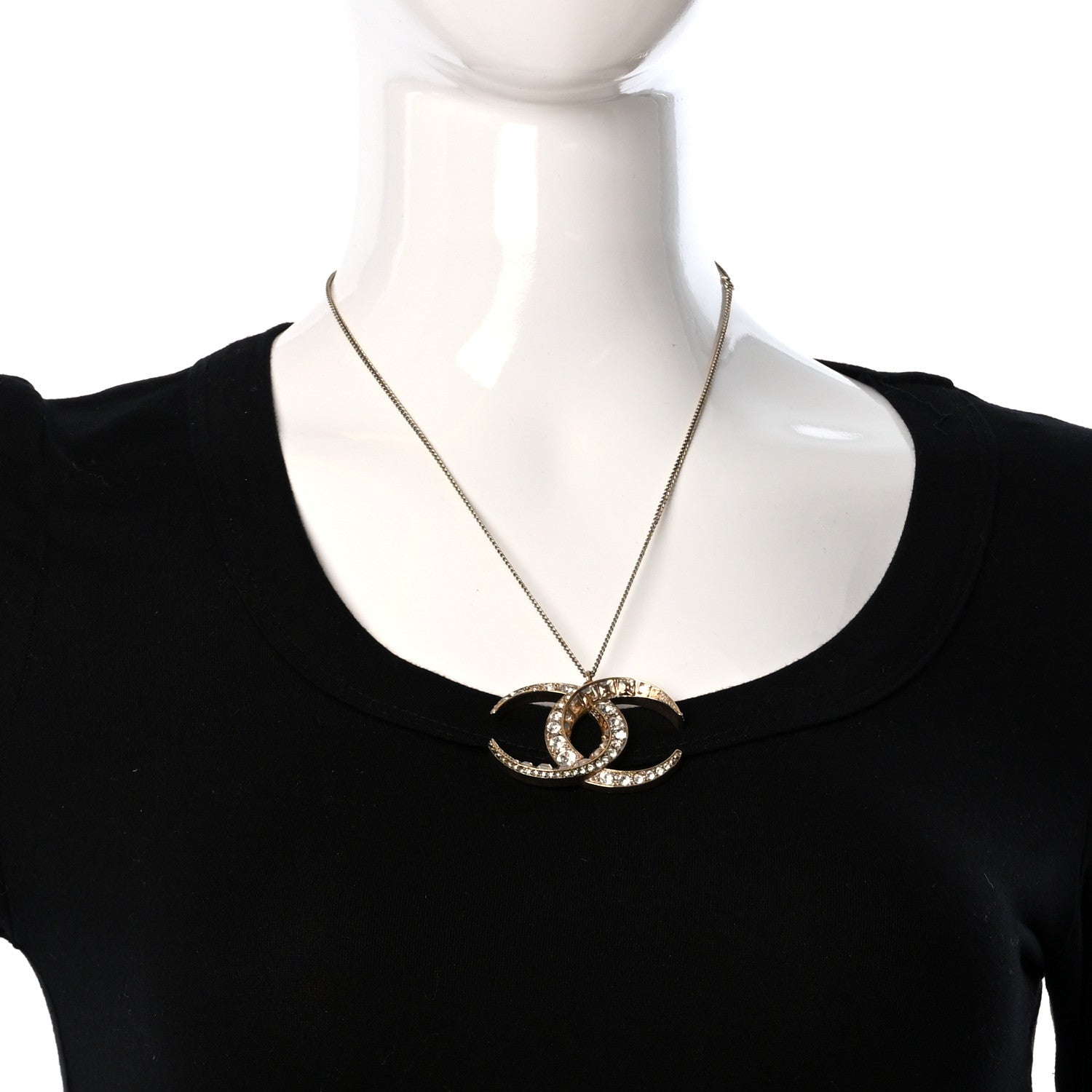 Chanel Baguette Crystal Moon CC Necklace Gold 3 of 4