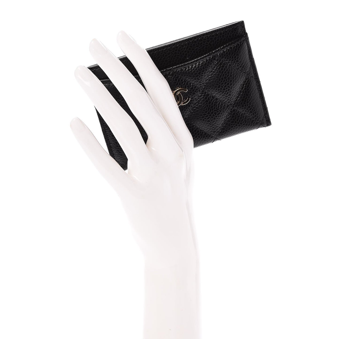 Caviar Quilted Card Holder Black