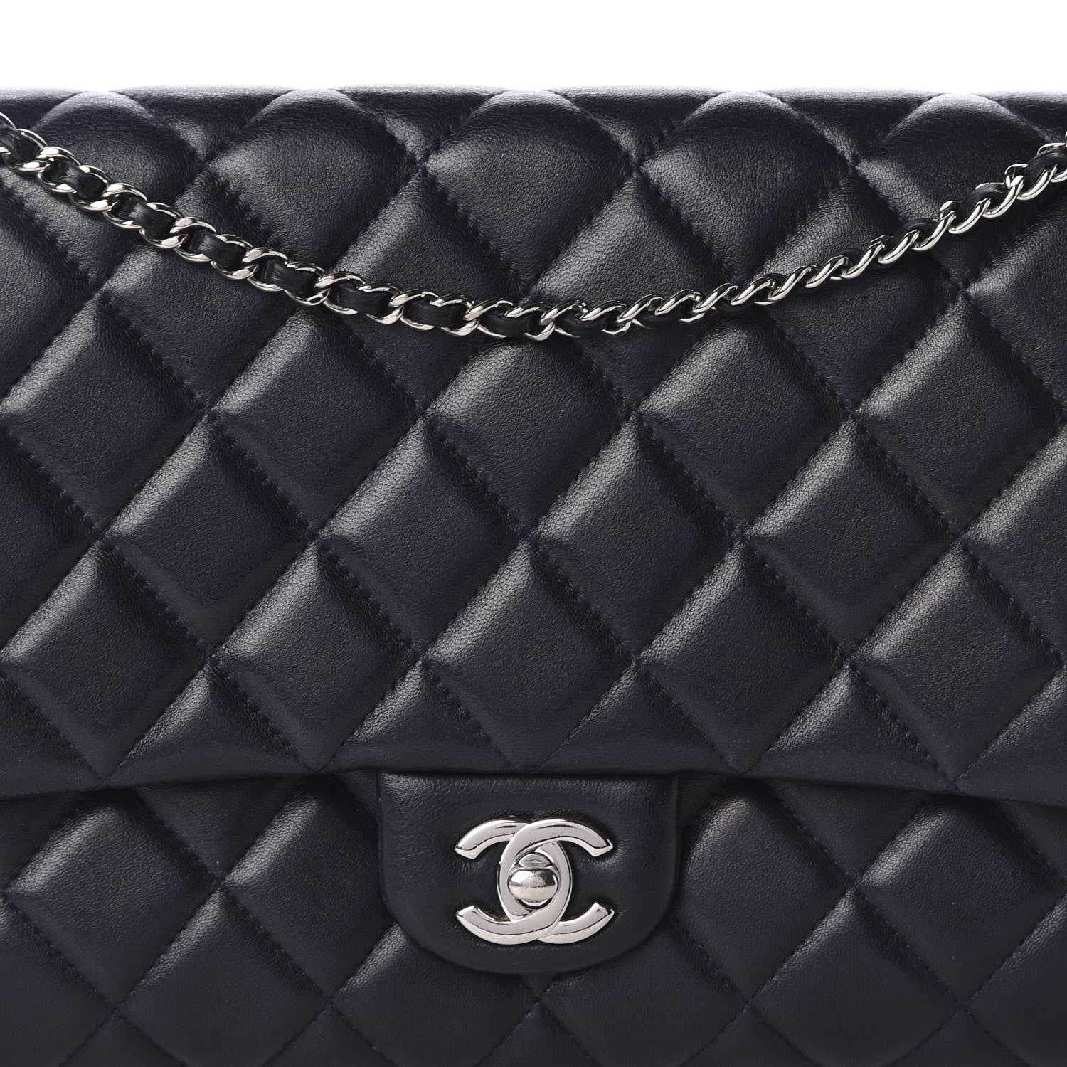 Chanel Lambskin Quilted Clutch With Chain Flap Navy 10 of 11
