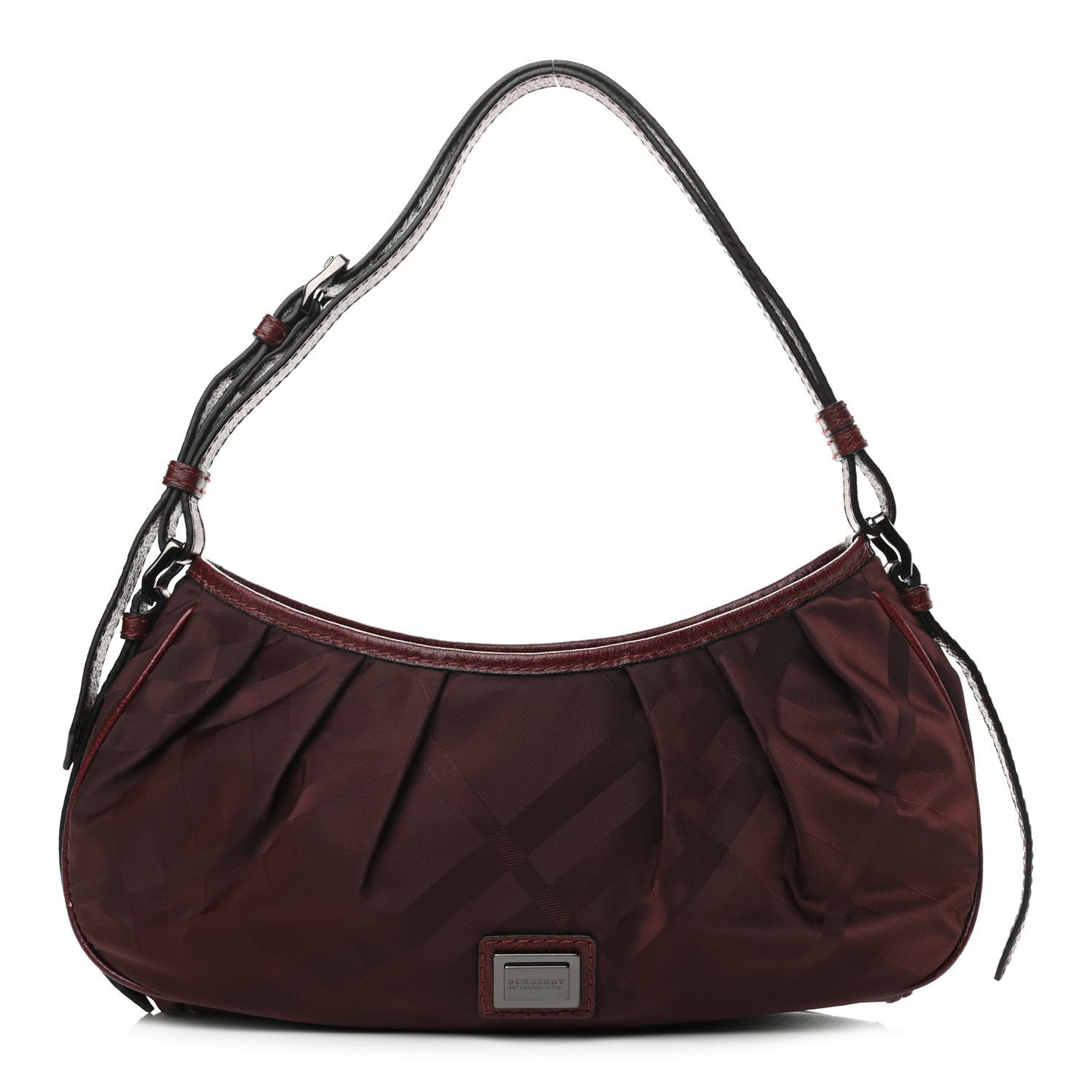 Nylon Check Shoulder Bag Burgundy