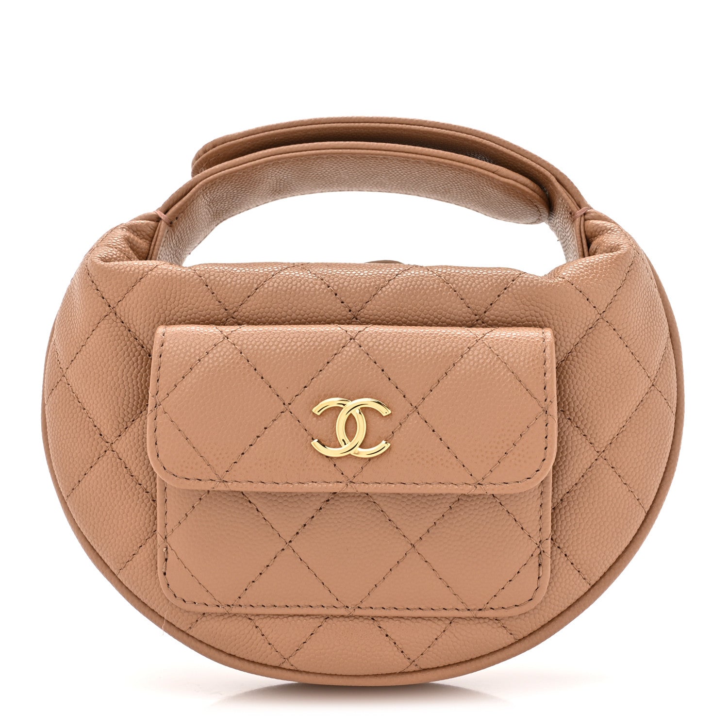 Chanel Caviar Quilted Polly Pocket Pouch Hobo Dark Beige 1 of 11