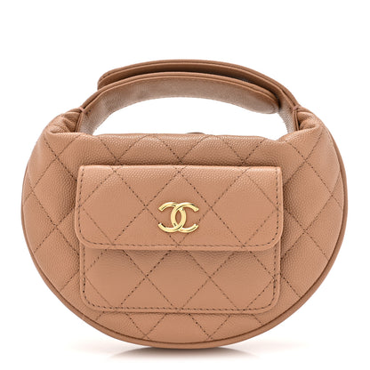 Chanel Caviar Quilted Polly Pocket Pouch Hobo Dark Beige 1 of 11