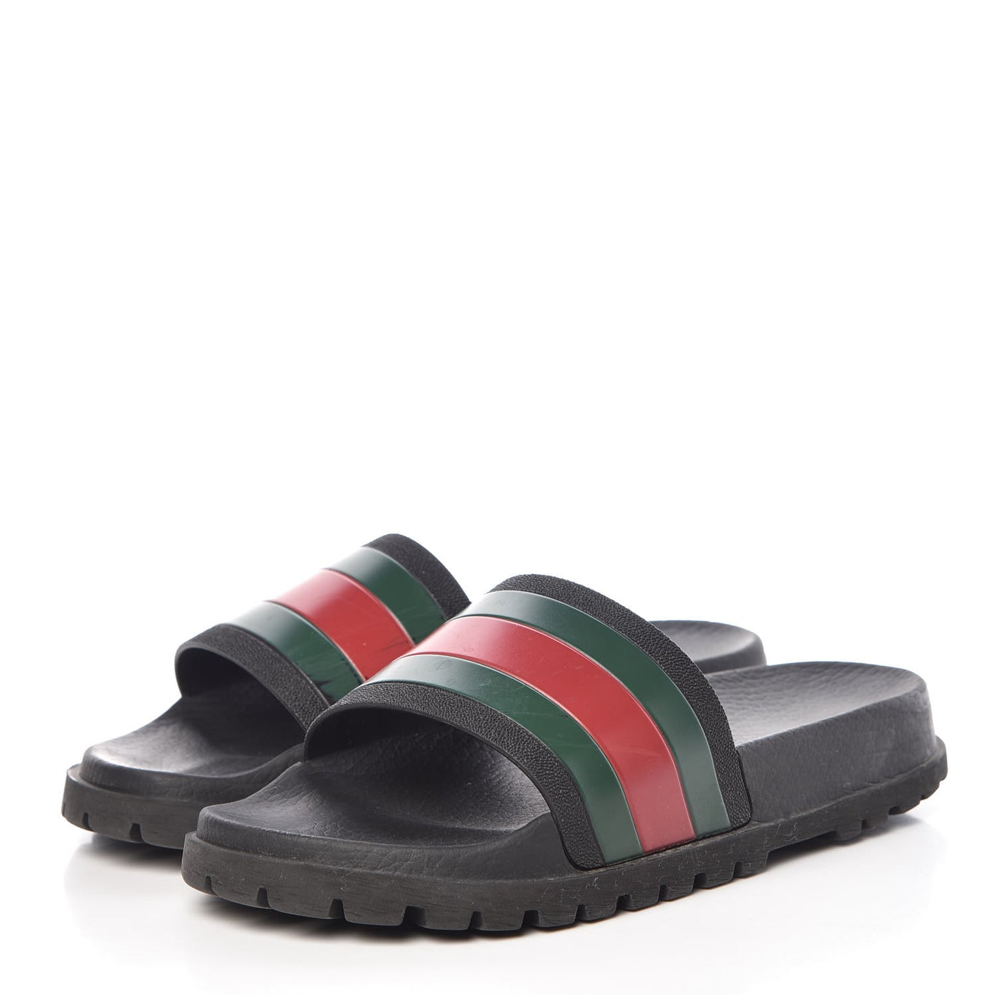 Rubber Web Mens Lug Sole Slide Sandals 5 Black Green Red