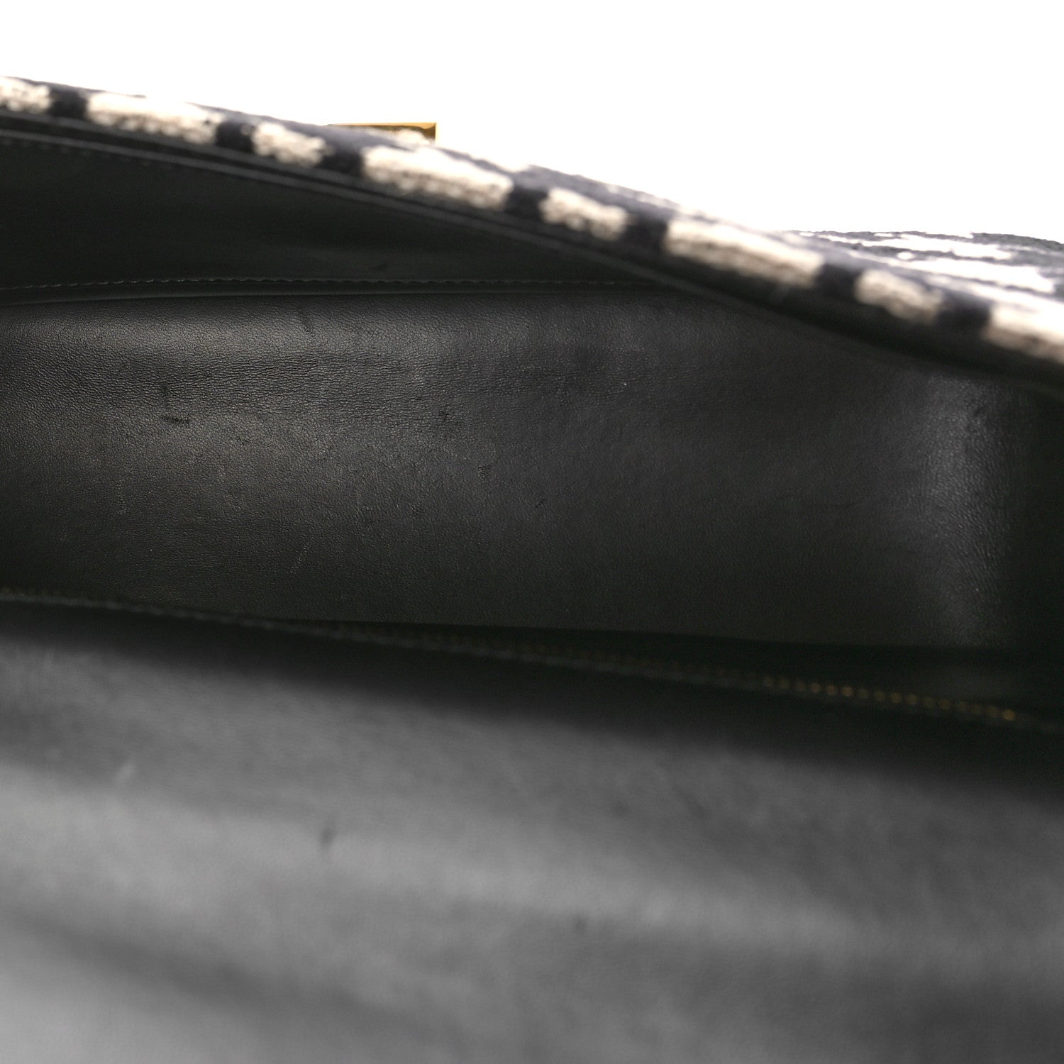 Christian Dior Technical Canvas Macro Houndstooth Medium Caro Bag Black White 5 of 9