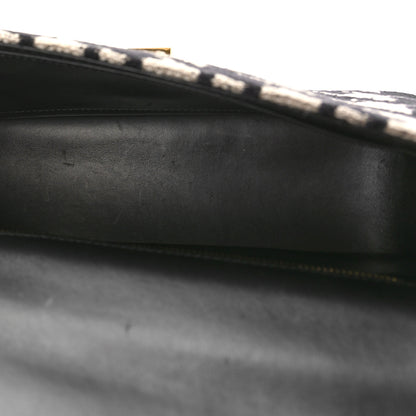Christian Dior Technical Canvas Macro Houndstooth Medium Caro Bag Black White 5 of 9