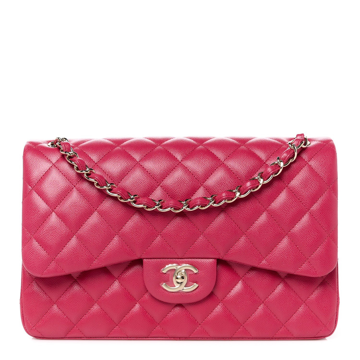 Chanel Caviar Quilted Jumbo Double Flap Dark Pink 1 of 12