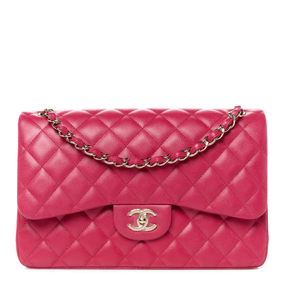 Chanel Caviar Quilted Jumbo Double Flap Dark Pink 1 of 12