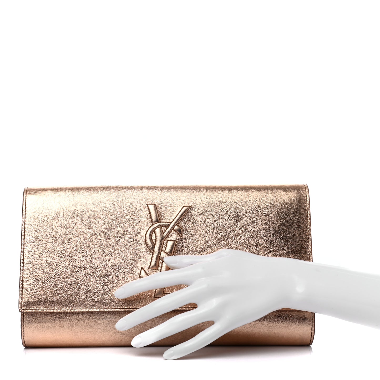 Metallic Calfskin Monogram Large Belle De Jour Clutch Rose Gold