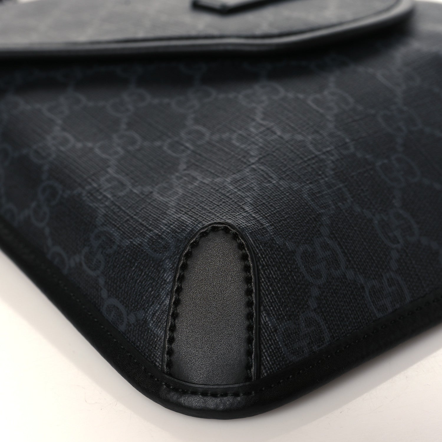 Gucci GG Supreme Monogram Web Medium Messenger Bag Black Grey 7 of 8