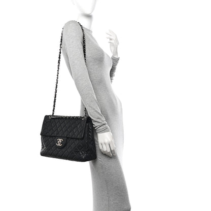 Chanel Washed Caviar Quilted Maxi Single Flap Black 2 of 13