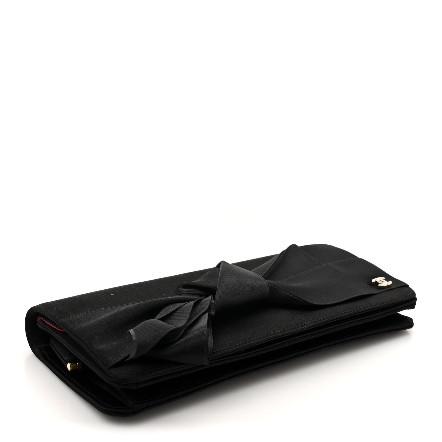 Satin Bow Clutch Black