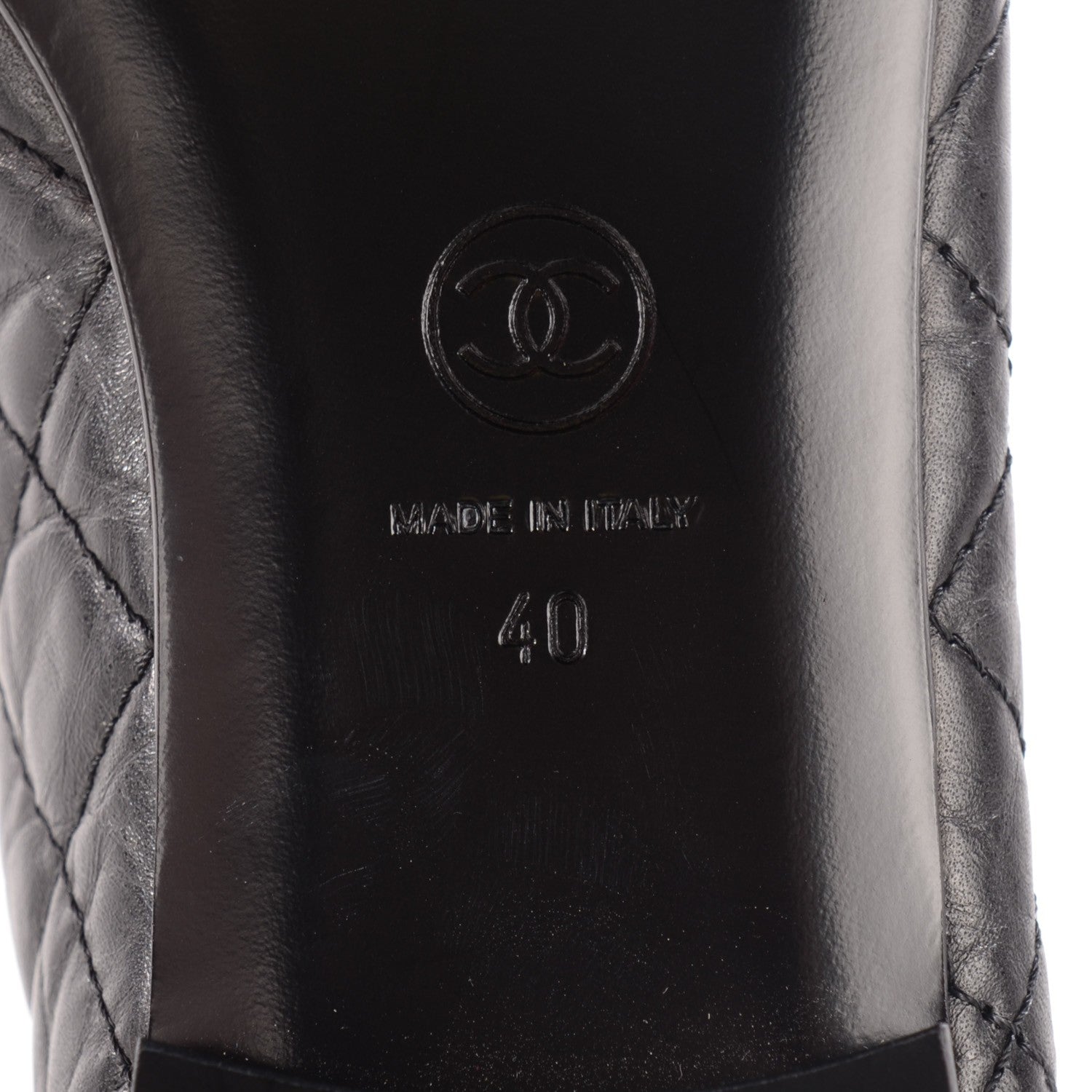 Chanel Aged Calfskin Quilted Cap Toe Ballerina Flats 40 Black 9 of 25