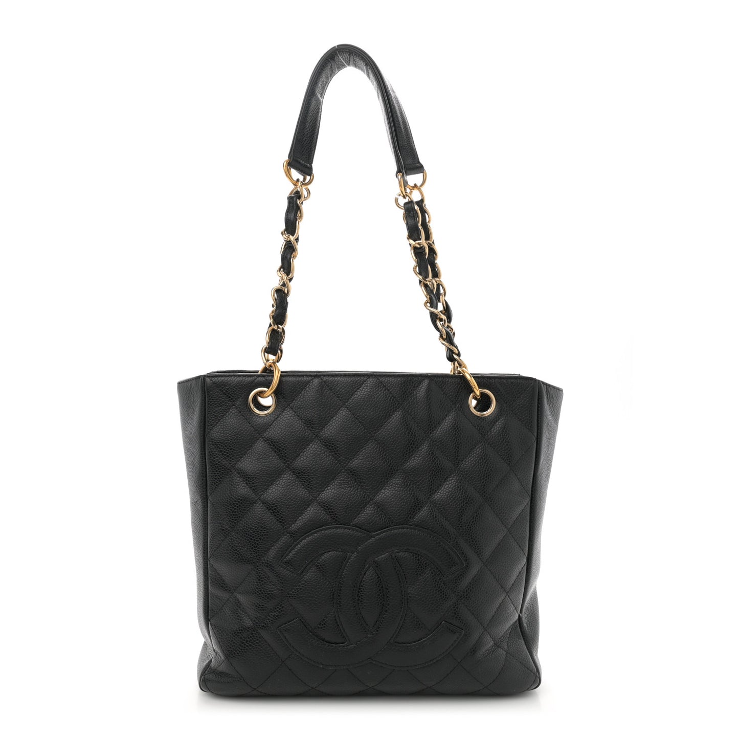 Caviar Quilted Petit Shopping Tote PST Black