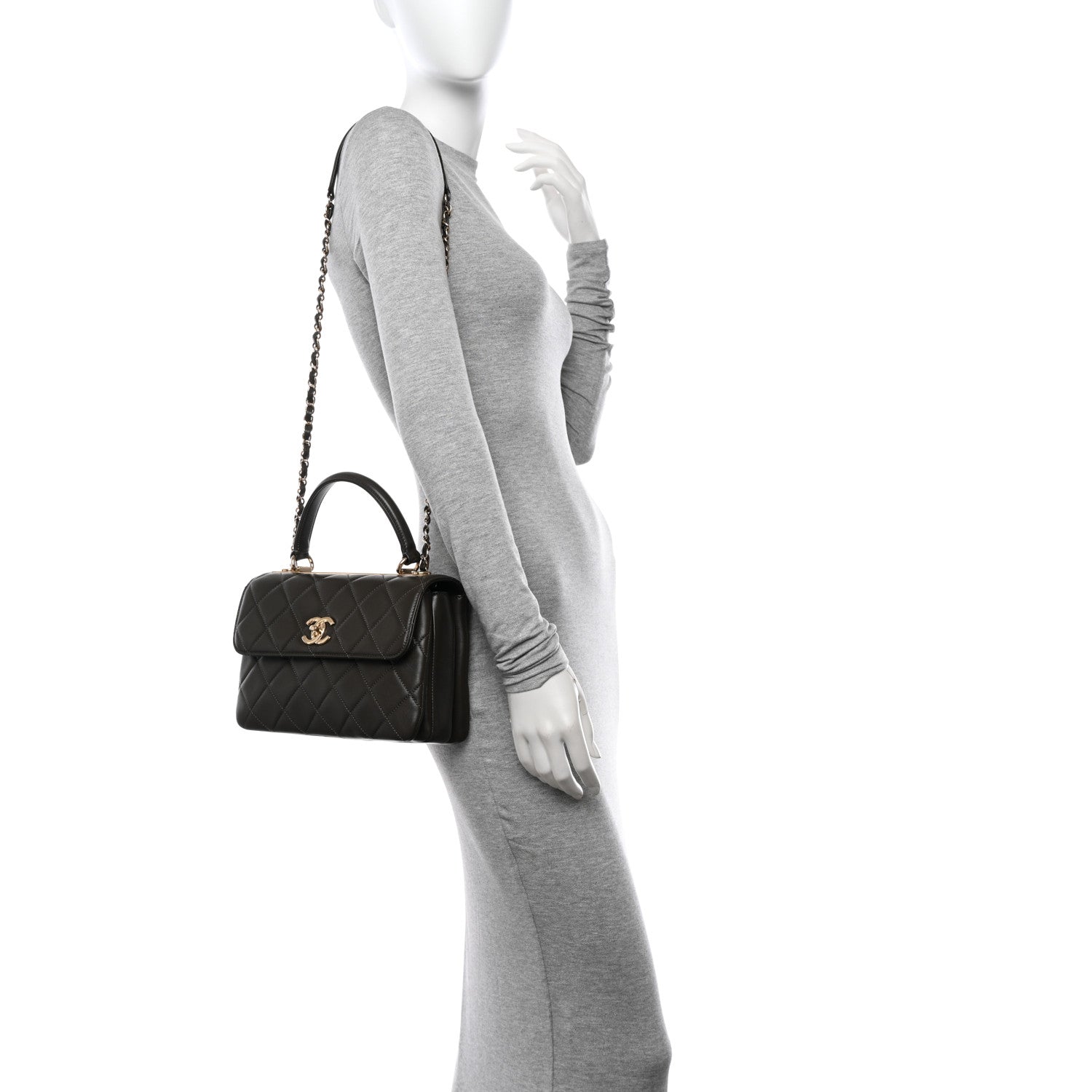Chanel Lambskin Quilted Small Trendy CC Dual Handle Flap Bag Dark Khaki 2 of 12