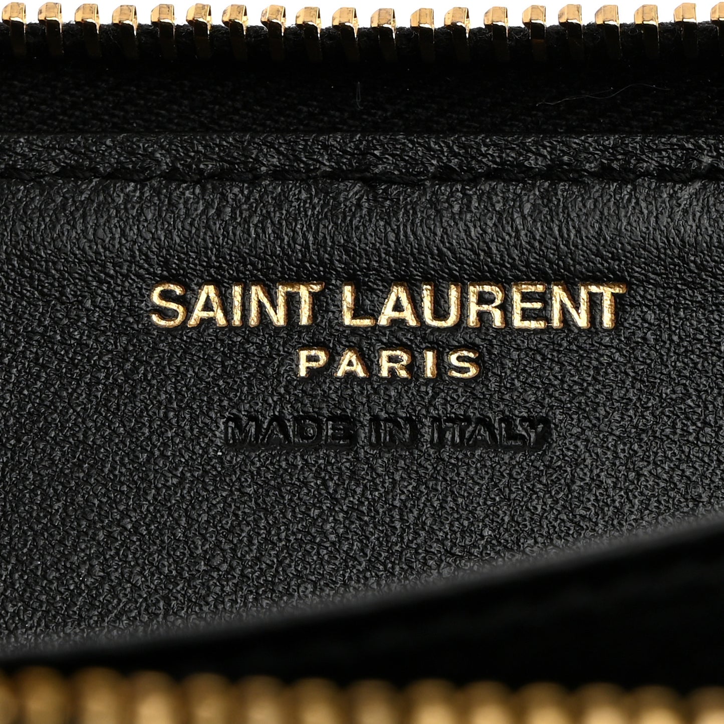 Lambskin Matelasse Chevron Monogram Cassandre Compact Zip Around Card Wallet Black