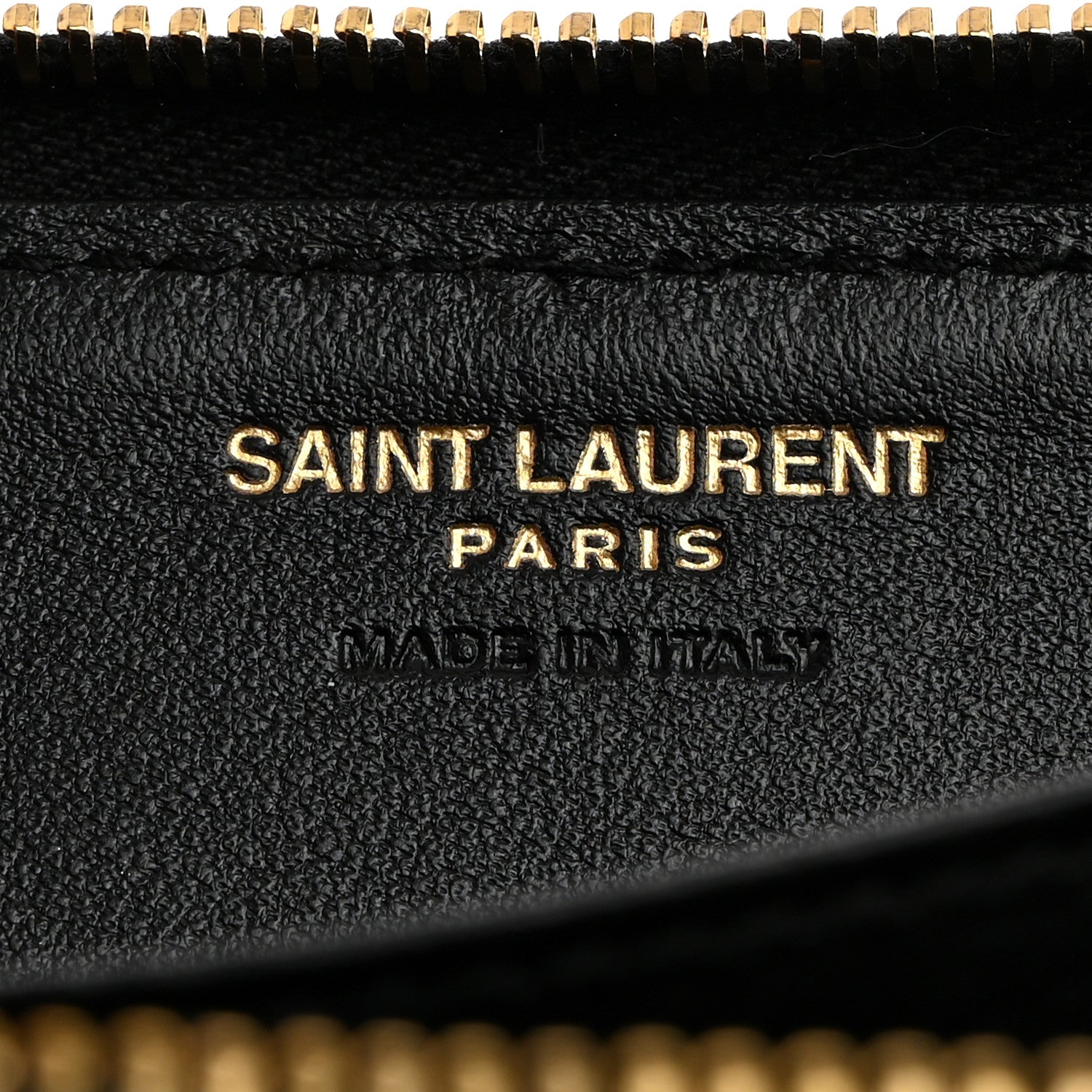 Saint Laurent Lambskin Matelasse Chevron Monogram Cassandre Compact Zip Around Card Wallet Black 6 of 8