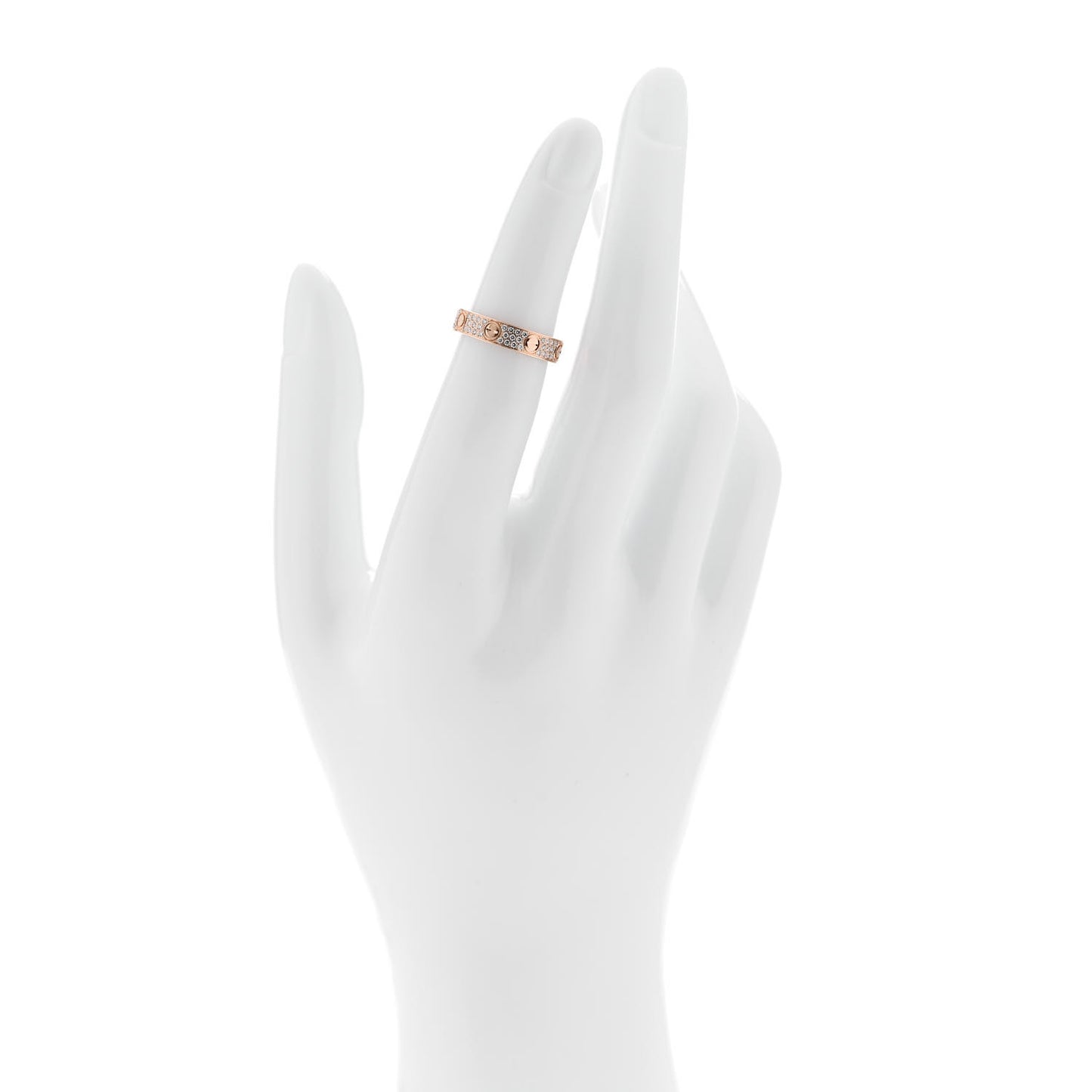 18K Pink Gold Diamond 4mm LOVE Wedding Paved Band Ring 48 4.5