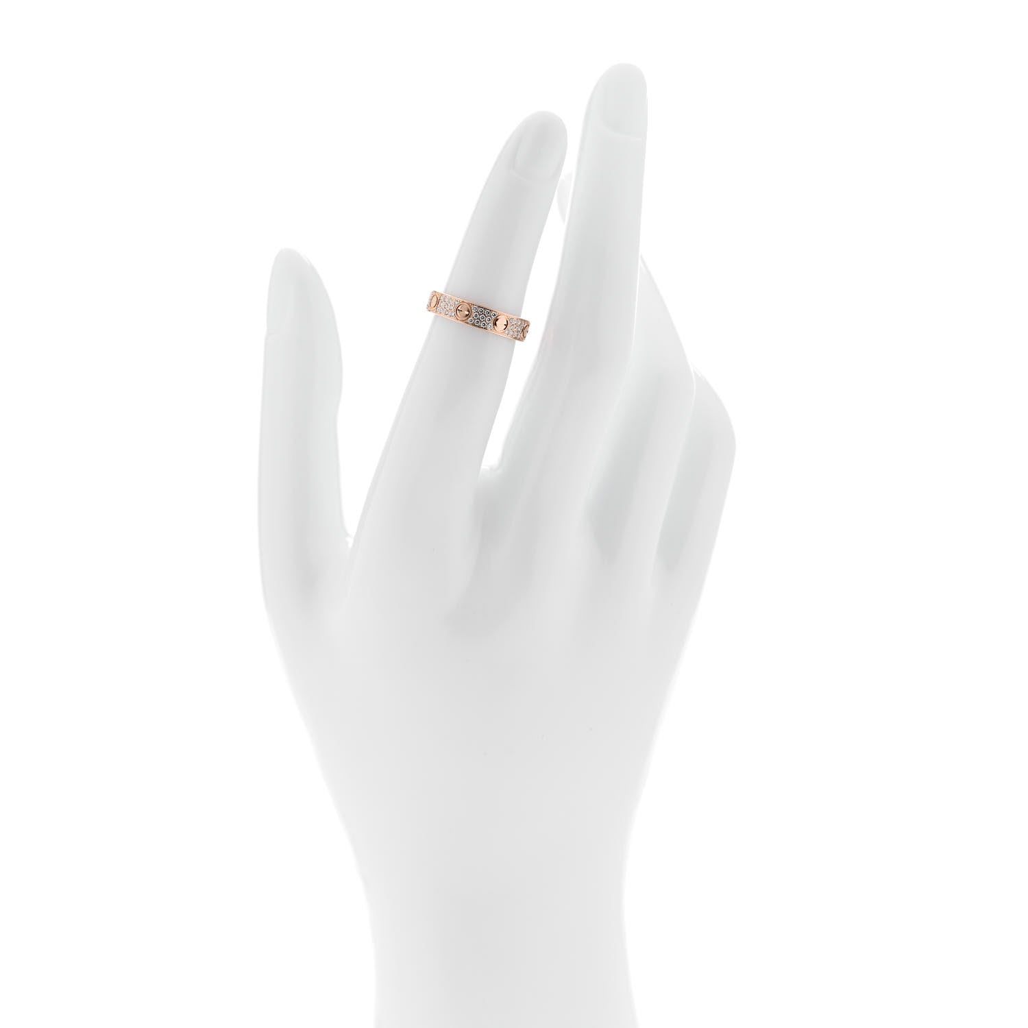 Cartier 18K Pink Gold Diamond 4mm LOVE Wedding Paved Band Ring 48 4.5 2 of 5