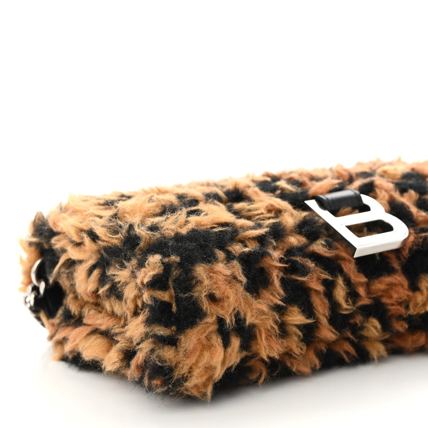 Balenciaga Fleece Leopard Print Hourglass Chain Bag Brown 8 of 9