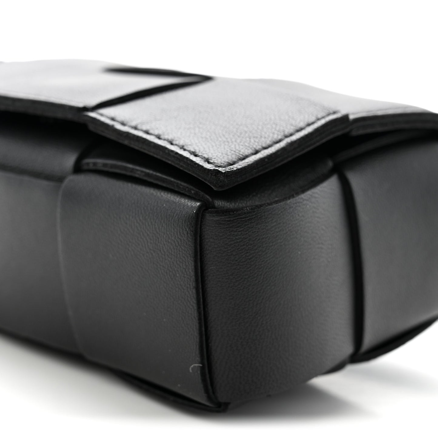 Lambskin Maxi Intrecciato Extra Mini Cassette Crossbody Bag Black