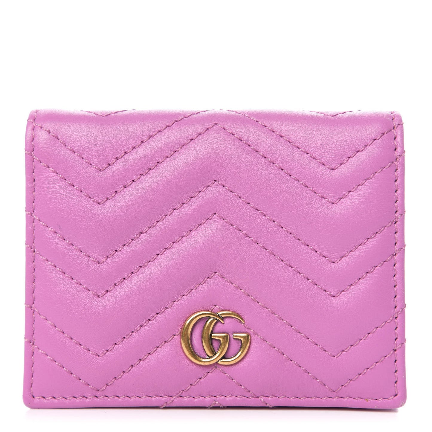 Calfskin Matelasse GG Marmont Card Case Candy Mousse