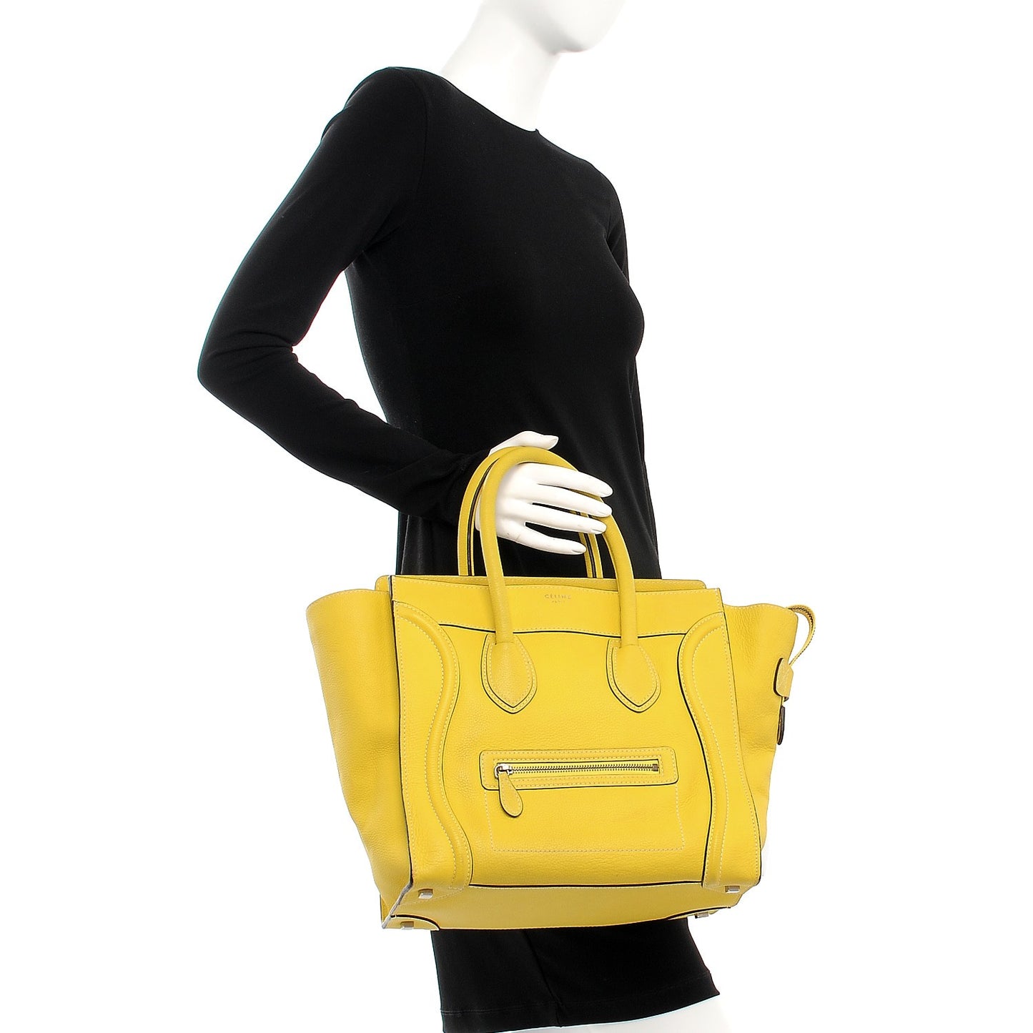 Drummed Calfskin Mini Luggage Citron