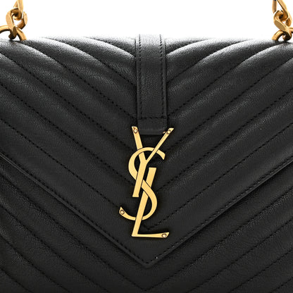 Saint Laurent Sheepskin Matelasse Chevron Monogram Medium College Bag Black 8 of 10