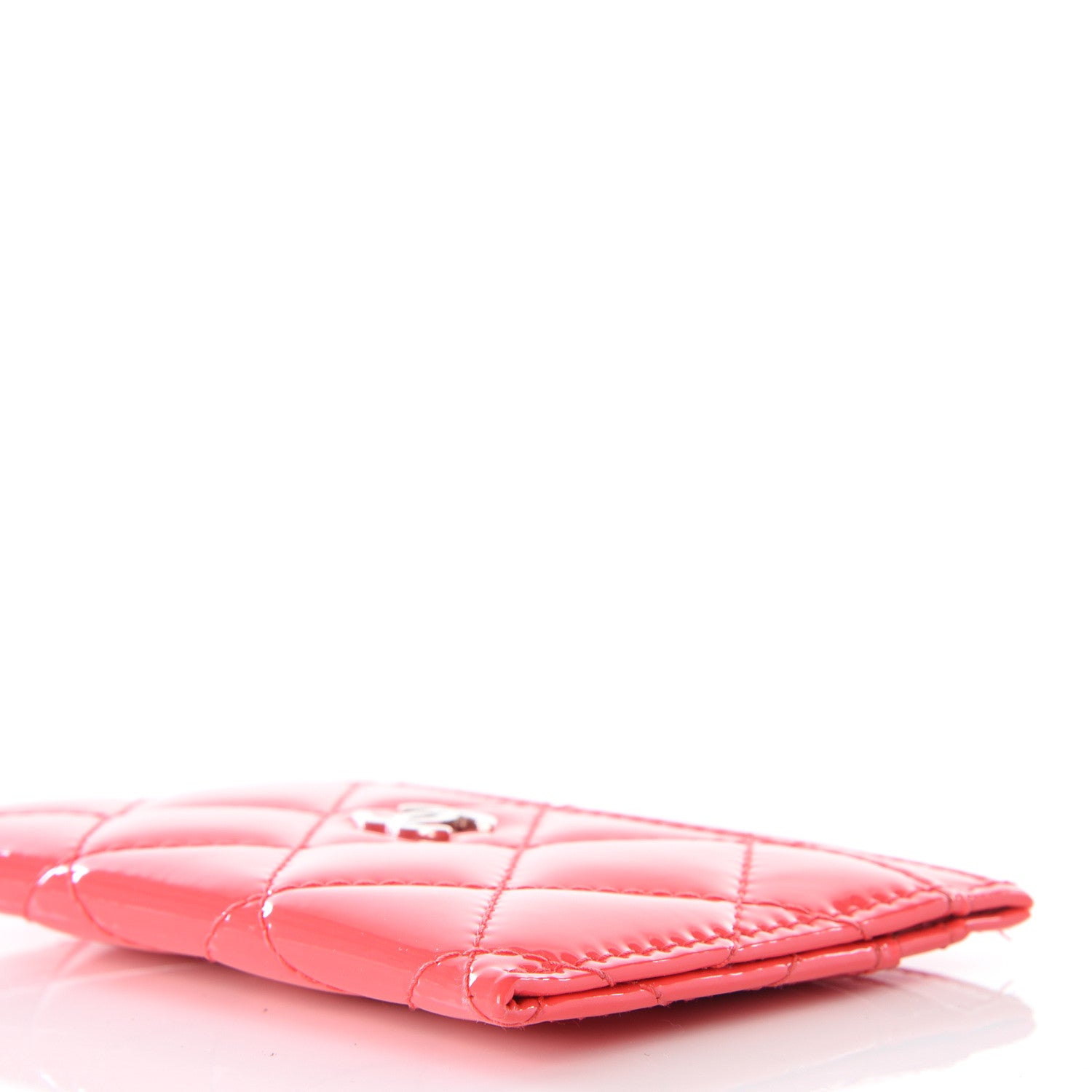 Chanel Patent Calfskin Quilted Card Holder Coral 7 of 7