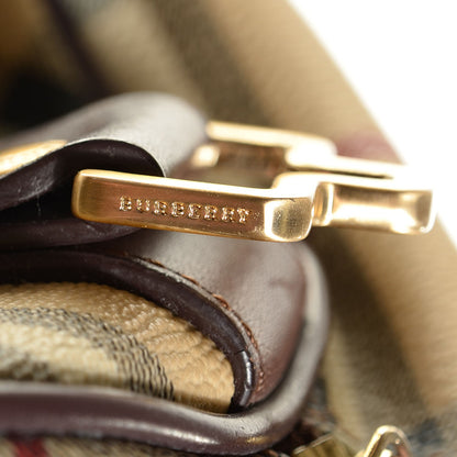 Burberry Haymarket Check Medium Holdall Duffel Bag Brown 8 of 9