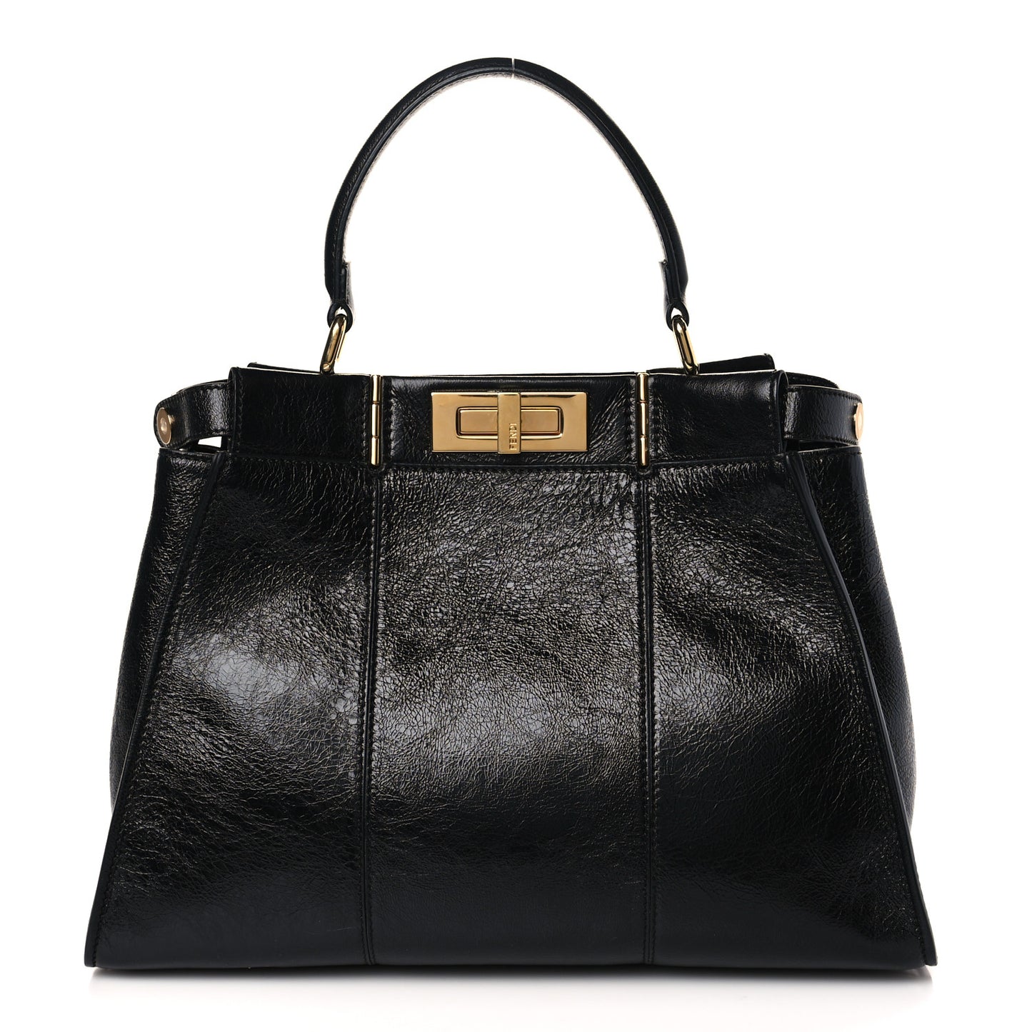 Agnello Old Shine Medium Peekaboo Iconic Satchel Black