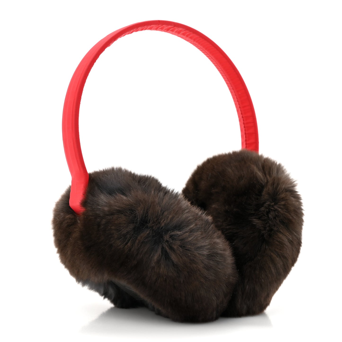 Rabbit Fur CC Ear Muffs Dark Brown Red