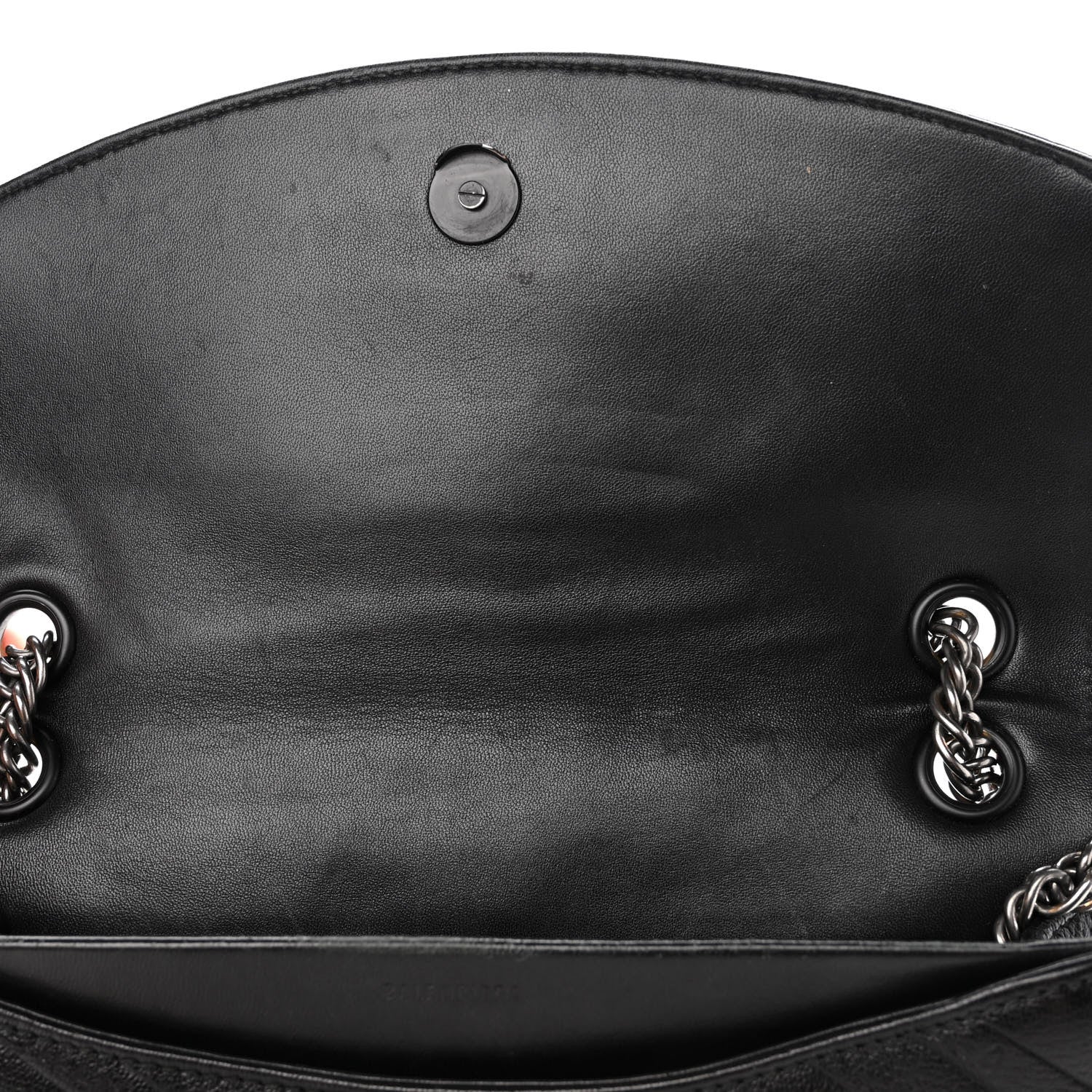 Balenciaga Shiny Goatksin Logo Embossed Monochrome M BB Round Shoulder Bag Black 14 of 15