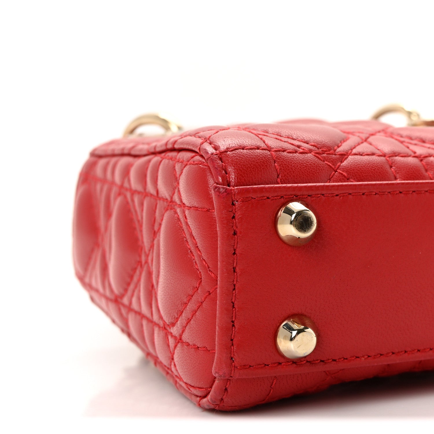 Christian Dior Calfskin Cannage Dioramour Micro Lady Dior Bright Red 8 of 9
