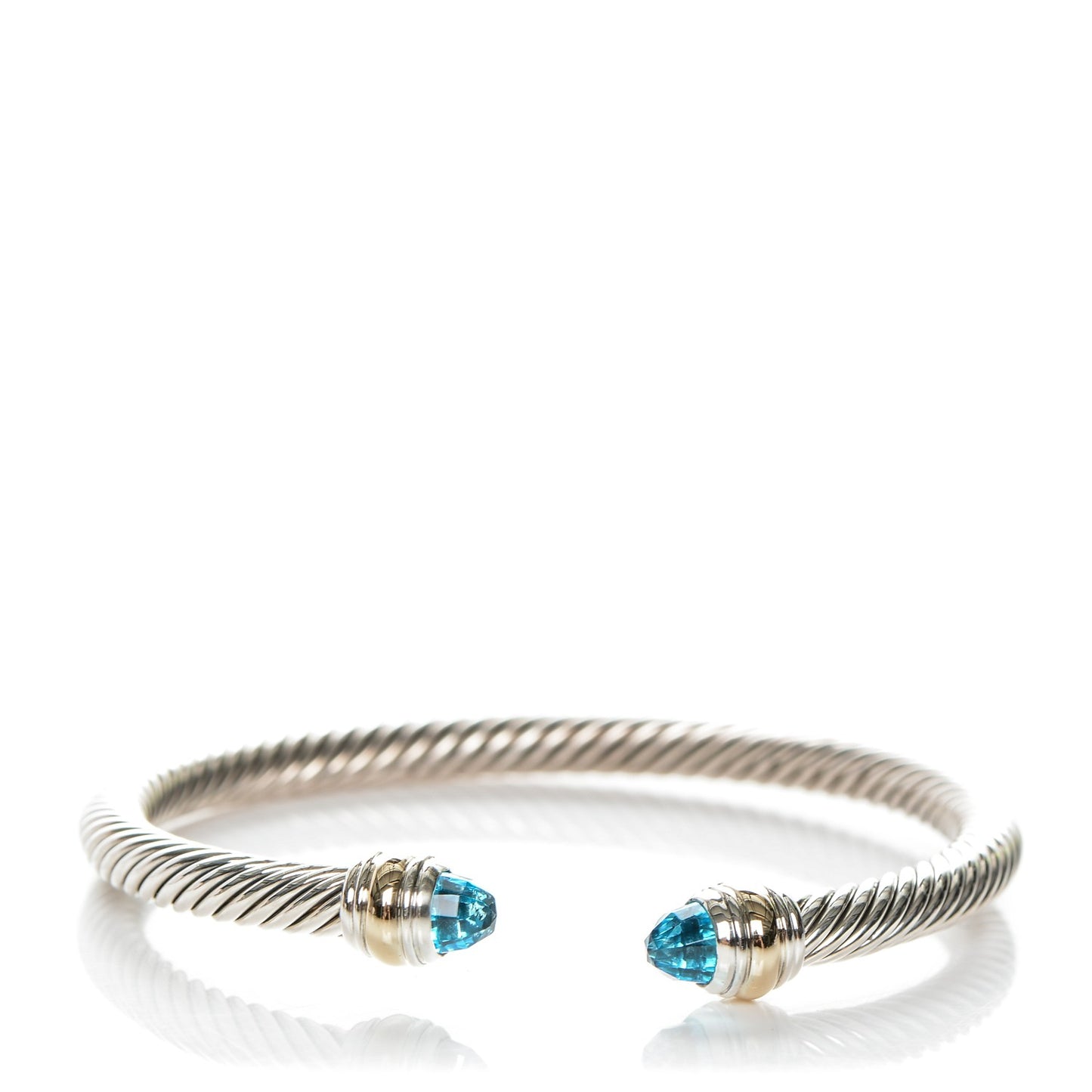 Sterling Silver 14K Yellow Gold Blue Topaz 5mm Cable Classics Bracelet