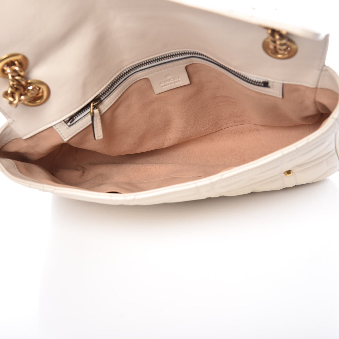 Calfskin Matelasse Studded Medium GG Marmont Shoulder Bag White