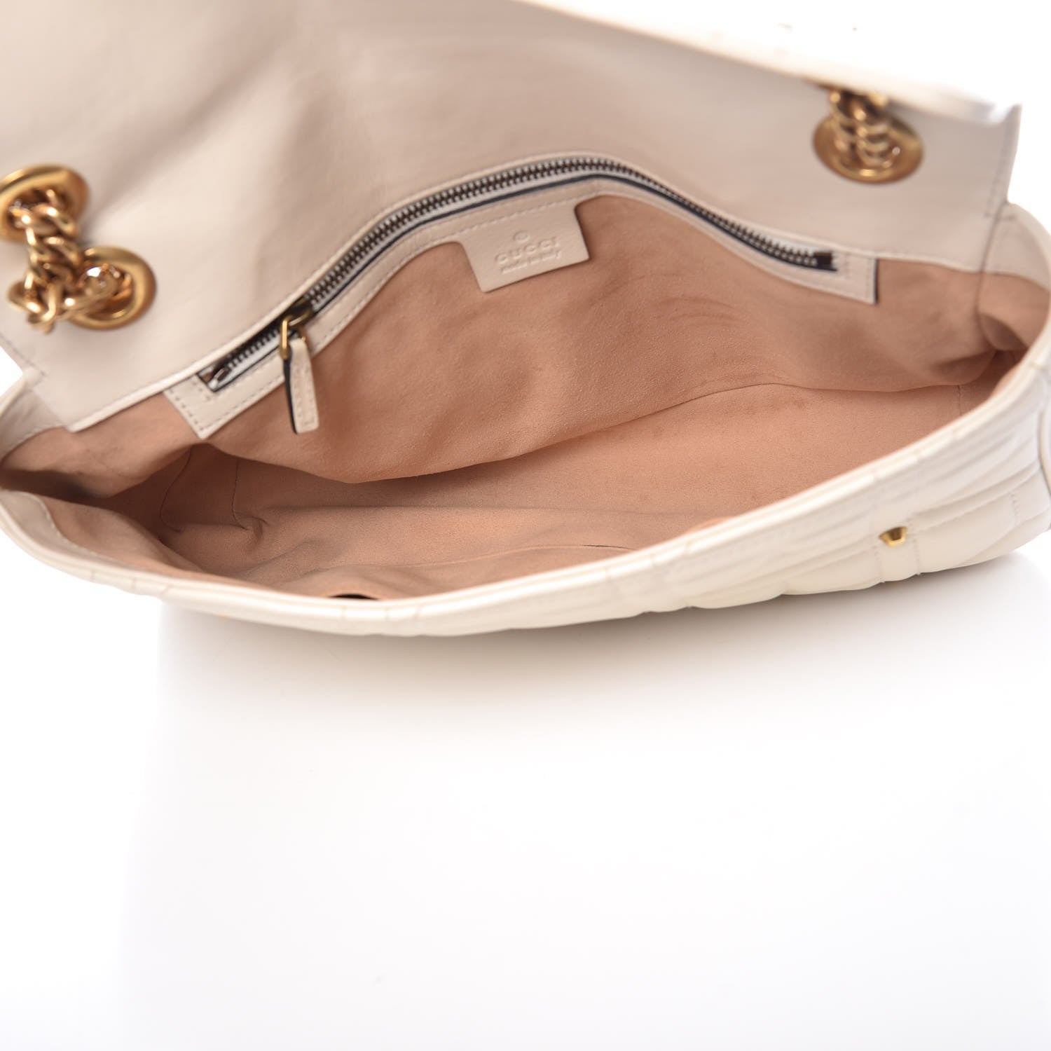 Gucci Calfskin Matelasse Studded Medium GG Marmont Shoulder Bag White 5 of 8